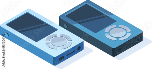 Portable media players illustration in isometric style