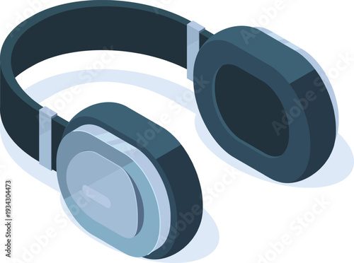 Isometric headphones representing sound and music technology