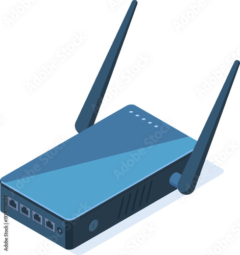 Internet wireless router providing network connection isometric