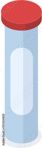 Isometric clear test tube with red cap