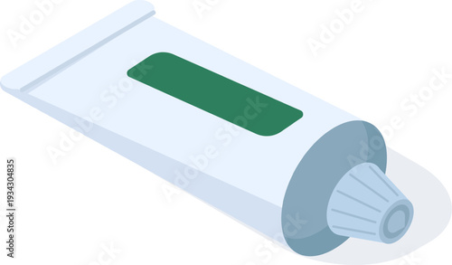 Isometric tube packaging representing medication or cosmetic cream