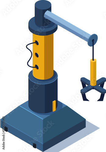 Robotic arm with gripper performing industrial automation