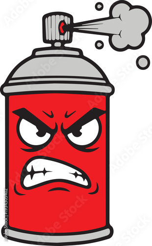 Angry Red Spray Paint Can Graffiti Character