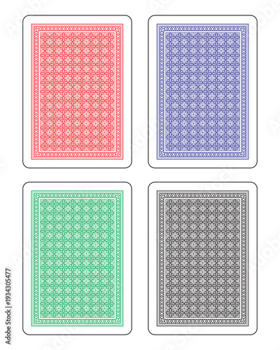 Line art illustration vector back of playing card design and drawing in colorful vector