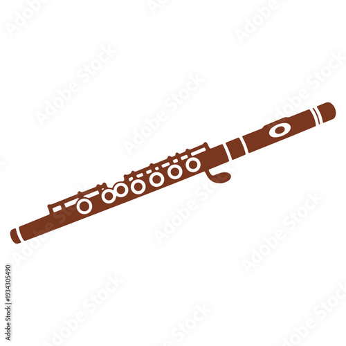 Elegant flute isolated on white background detailed illustration of musical instrument for concert band orchestra use