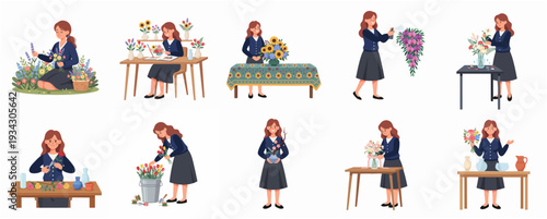 Flat Illustration of Marine Biologist Activities and Marine Life Research