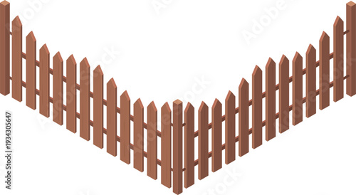 Wooden picket fence vector illustration forming corner