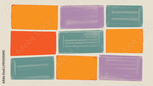 Abstract Rectangles in a Grid Layout with Warm and Cool Tones