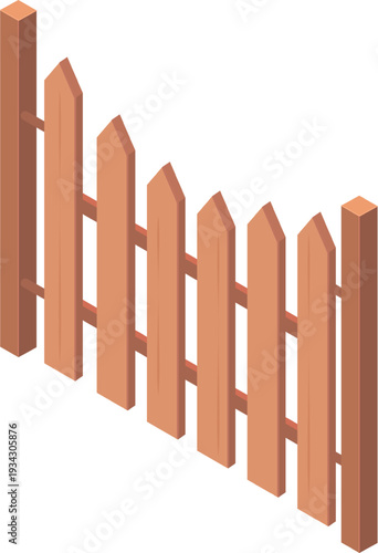 Wooden picket fence vector illustration creating a boundary