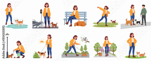 Colorful Flat Style Farmer Lifestyle and Agricultural Activity Illustration Set