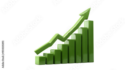 Free Download Ultra realistic HD green upward arrow graph 3D glossy, isolated on white background - GFXLoad
