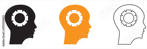 Innovation Idea and Gear Settings Icon. Representing creative ideas, innovation process, problem solving, technology development and smart solutions.