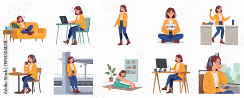 Flat Cartoon Beekeeper Character with Honeycomb and Beekeeping Equipment Illustration