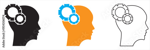 Innovation Idea and Gear Settings Icon. Representing creative ideas, innovation process, problem solving, technology development and smart solutions.