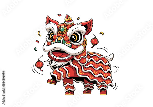 Barongsai Lion Dance Vector Illustration