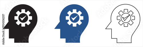 Innovation Idea and Gear Settings Icon. Representing creative ideas, innovation process, problem solving, technology development and smart solutions.