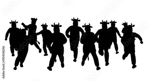 Silhouette of a group of police officers walking together in formation