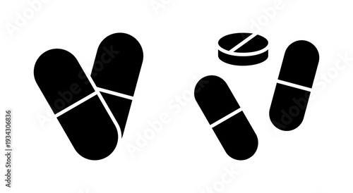 Pills icon symbol for apps and websites. capsule icon. Drug sign and symbol