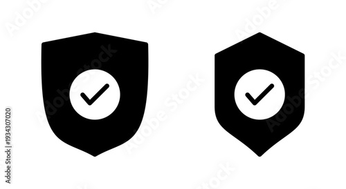 Shield check mark icon symbol for apps and websites. Protection approve sign. Insurance icon