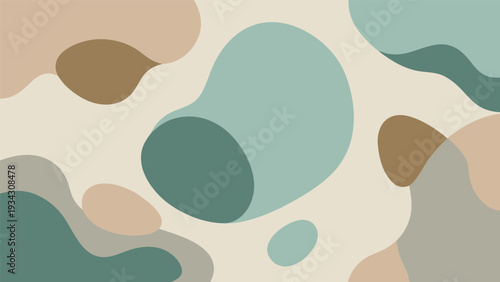 Abstract Blob Pattern Neutral Beige And Sage Tone Vector Illustration