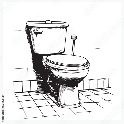 hand drawn vector illustration of a toilet