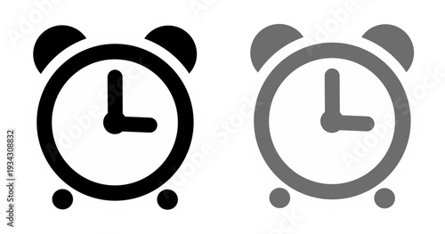Alarm clock icons set on a white background, perfect for time management and reminder concepts