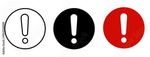Vector illustration of circular exclamation mark icons. 