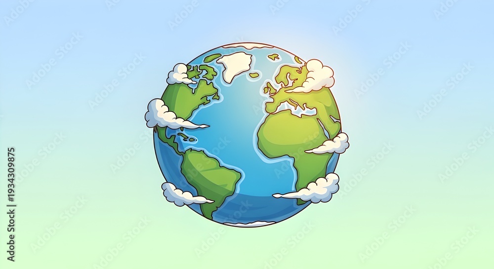 Fototapeta premium A colorful illustration of the Earth from space showcasing continents and clouds