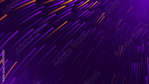 Vibrant Tech Glow Highlights Optical Data Pathways In Deep Purple and Burnt Orange. Abstract Visualization Of High-Speed Fiber Optic Connections for Tech and Science Background.