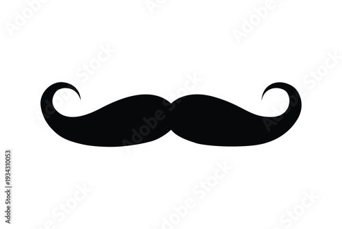 A detailed illustration of a classic black handlebar mustache Vector