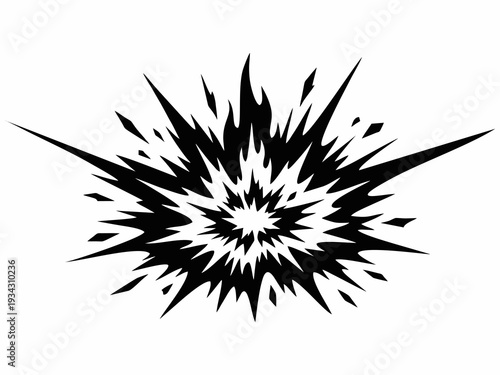 Black and white bomb explosion or splash burst vector.