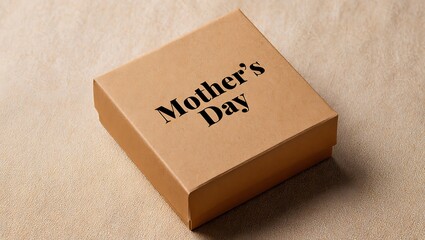 A small brown cardboard box with mother's day written on it