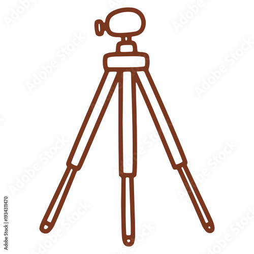Simple Brown Tripod Illustration for Photography and Videography with White Background for Visual Aid and Media Creation