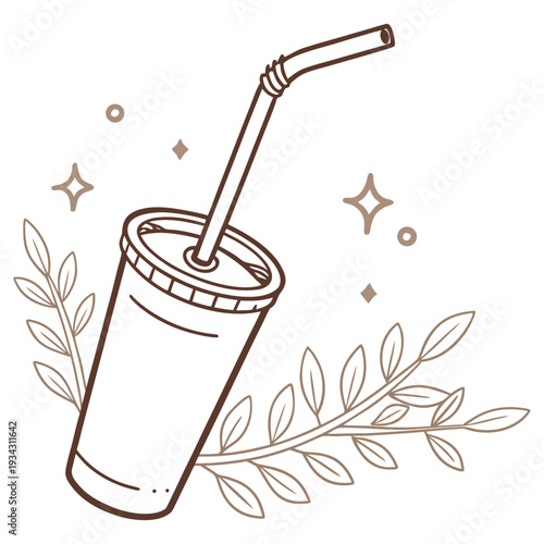 Paper Straw Minimal Icon Vector Illustration