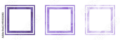 Set of three modern geometric style business borders. Square content blank purple frame set.