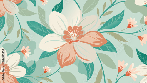 Soft Micro Floral Texture Pale Sage Background Vector Illustration