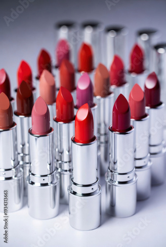 Wallpaper Mural Assortment of elegant silver lipsticks in various shades of red and pink Torontodigital.ca
