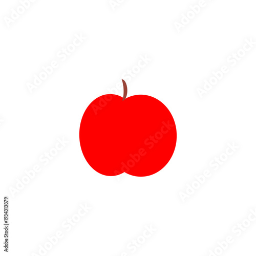 Minimalist red apple vector icon in flat style. Simple fruit silhouette with clean shape and small stem isolated on neutral background. 