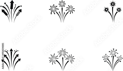 Festive Fireworks Celebration Vector Icon with Firecracker