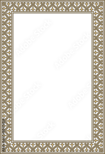 Vector square European gold and black ornament. Rectangular pattern, circle, ring of the Middle Ages. Revival border. Decorations of palaces and churches.