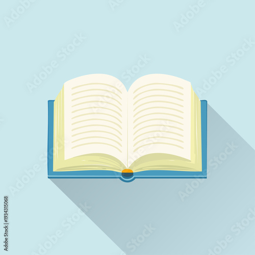 Open Book Flat Design Icon for Education and Learning