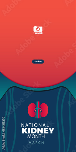 National Kidney Month. Kidney disease awareness vertical banner design every March