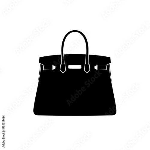 Black handbag silhouette in minimalist style on white background  