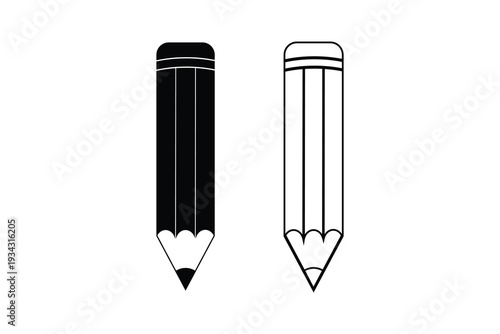 Two pencils with different colored leads and erasers on a white background Vector