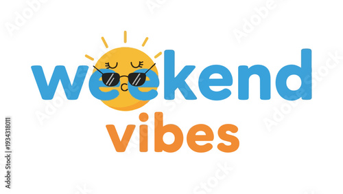 A vibrant graphic radiating pure joy and inviting warmth, perfectly encapsulating the carefree spirit of upcoming leisure days with a cool sun