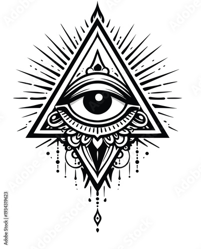 Mysterious All Seeing Eye Triangle Symbol.