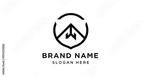 Simple Mountain Logo Template with Placeholder Text.