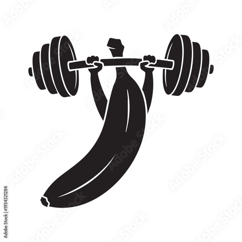 Strong banana lifting barbell fitness illustration