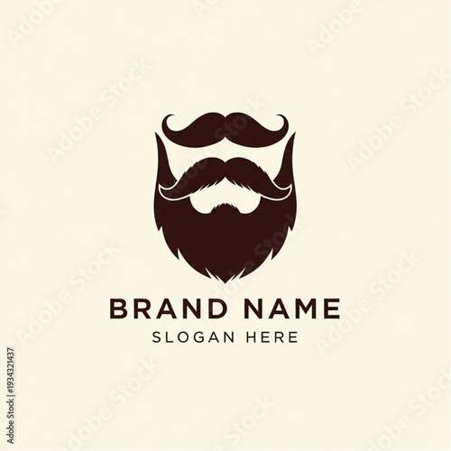 Stylized Beard and Mustache Logo Design for Brand Identity.