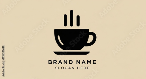 Coffee Shop Logo Template with Cup and Steam Design.